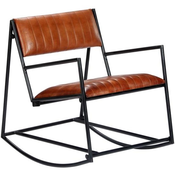 Chaise à bascule Marron Cuir véritable
