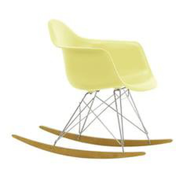 Chaise à bascule RAR Eames Plastic  - citron RE - chromé - Patins Érable jaune