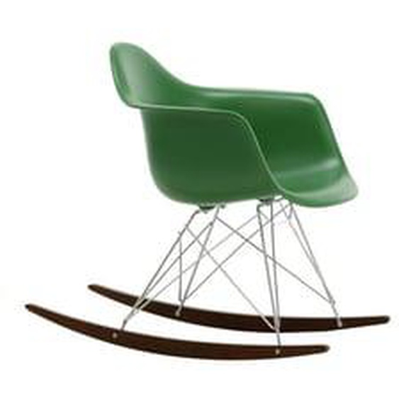 Chaise à bascule RAR Eames Plastic  - émeraude RE - chromé - Patins Érable foncé