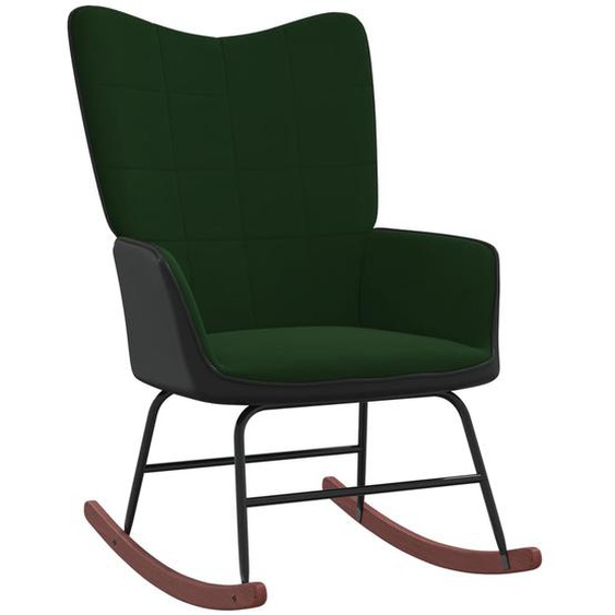 Chaise à bascule Vert foncé Velours et PVC