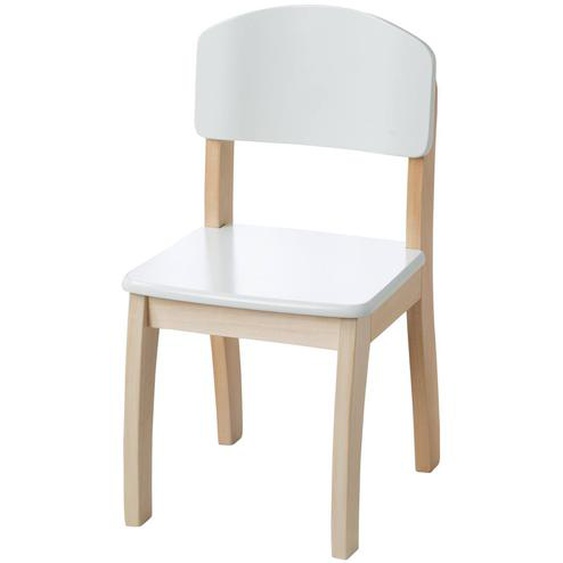 Chaise À Dossier Arrondi En Bois Massif Blanc Et Naturel