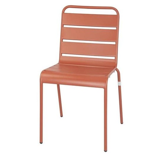 Chaise à Lattes en Acier Couleur Terracotta - Lot de 4 - Bolero