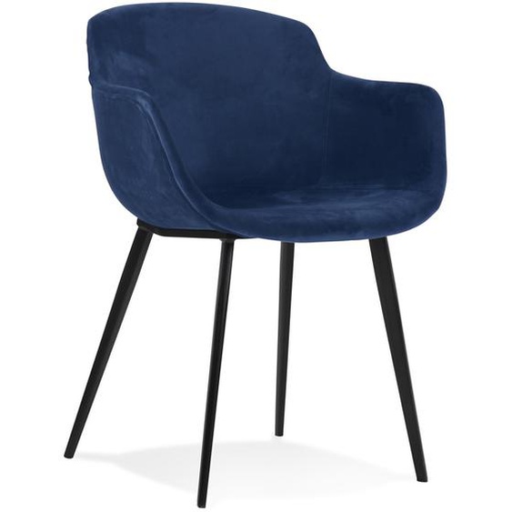 Chaise avec accoudoirs ARMADA en velours bleu