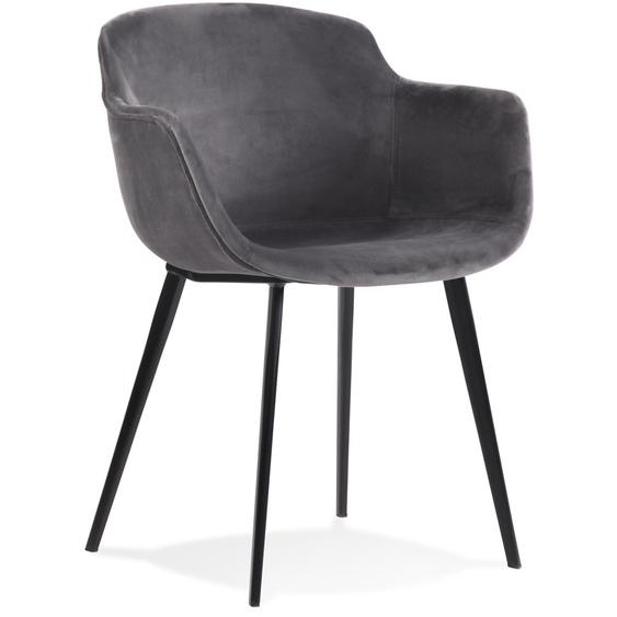 Chaise avec accoudoirs ARMADA en velours gris