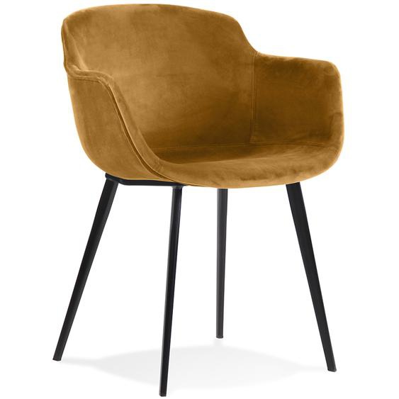 Chaise avec accoudoirs ARMADA en velours moutarde