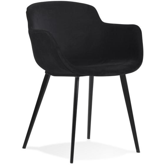 Chaise avec accoudoirs ARMADA en velours noir