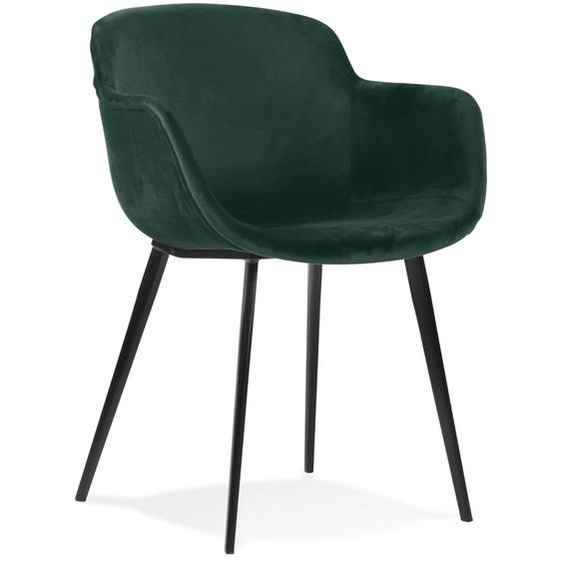 Chaise avec accoudoirs ARMADA en velours vert