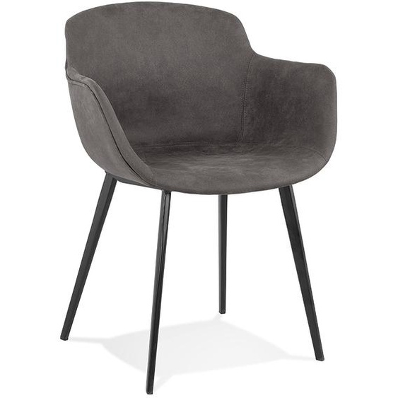 Chaise avec accoudoirs DERBY en microfibre grise foncée