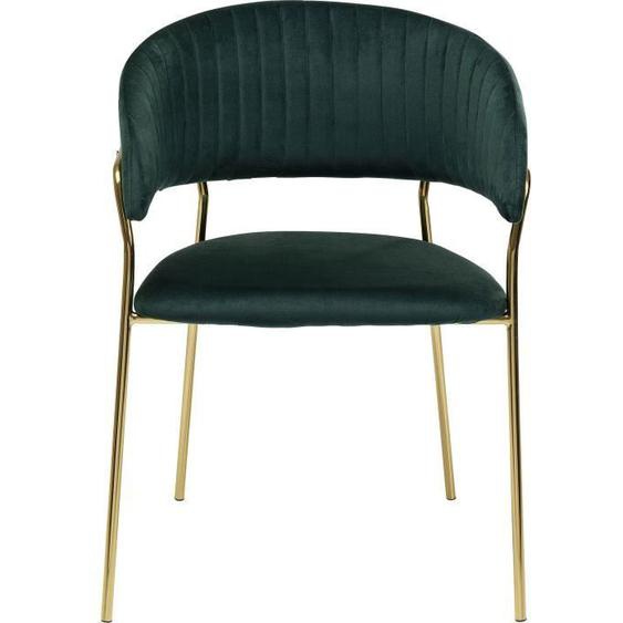 Chaise avec accoudoirs - KARE - Belle velours vert - Style vintage - Pour salle à manger