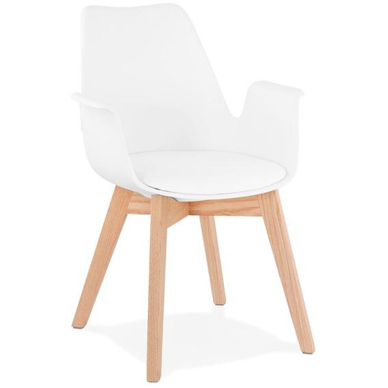 Chaise avec accoudoirs MISTRAL blanche style scandinave