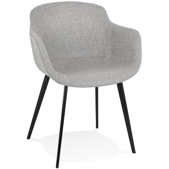 Chaise avec accoudoirs RIGA en tissu gris clair
