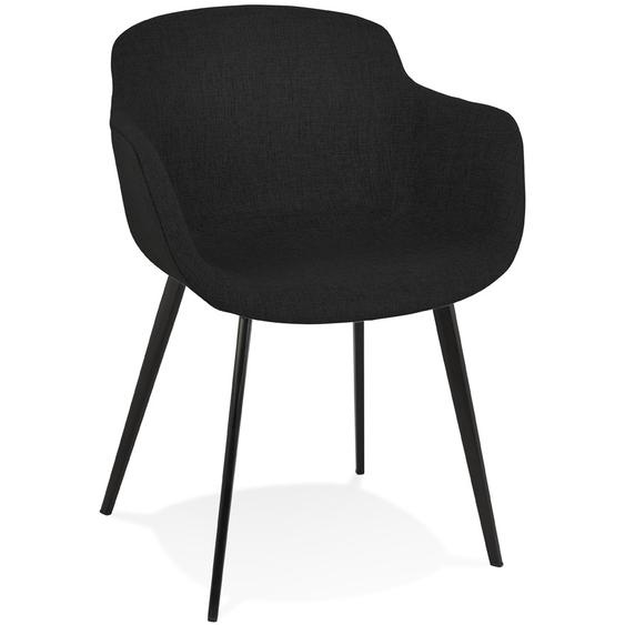 Chaise avec accoudoirs RIGA en tissu noir