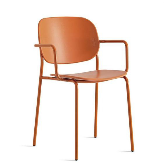 Chaise avec accoudoirs  YO! pieds métal assise plastique safran