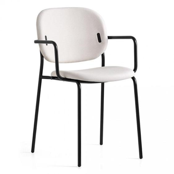 Chaise avec accoudoirs YO! pieds métal assise tissu beige