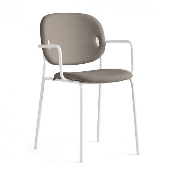 Chaise avec accoudoirs  YO! pieds métal assise tissu grège