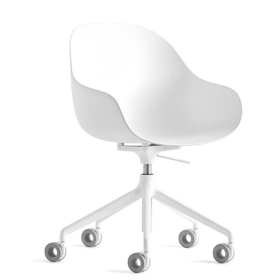 Chaise bureau pivotant  ACADEMY 360 pieds aluminium assise plastique blanc