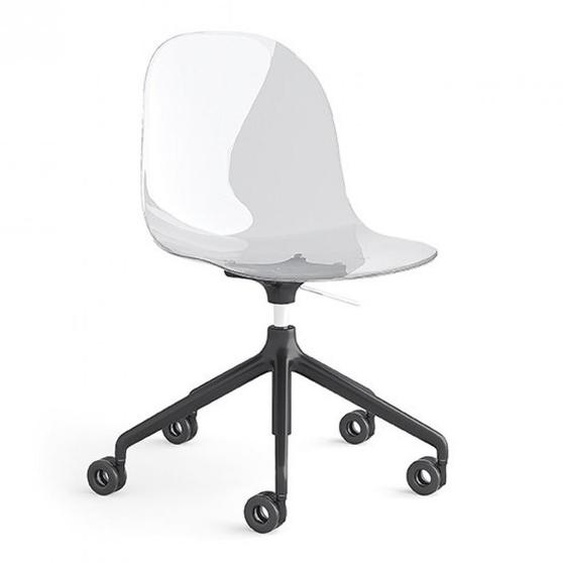 Chaise bureau pivotant  ACADEMY 360 pieds aluminium assise plastique transparent
