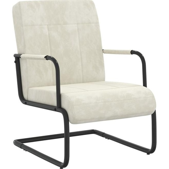 Chaise cantilever blanc crème velours