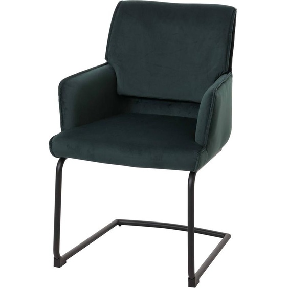 Chaise cantilever HWC-N60, chaise de salle à manger, chaise de cuisine, tissu/textile Oeko-Tex ~ vert