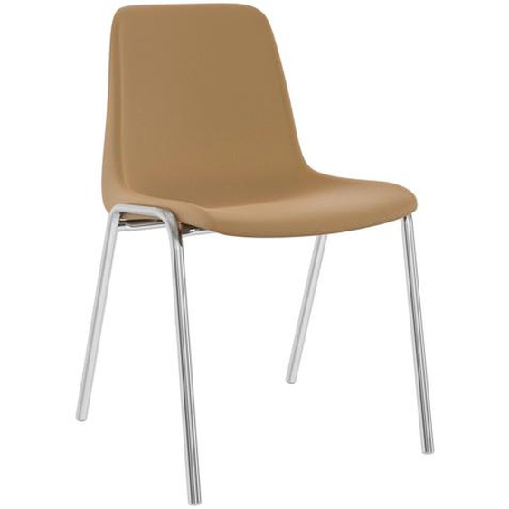 Chaise collectivité Coque universelle - Polypropylène - Beige - Pieds métal chromé