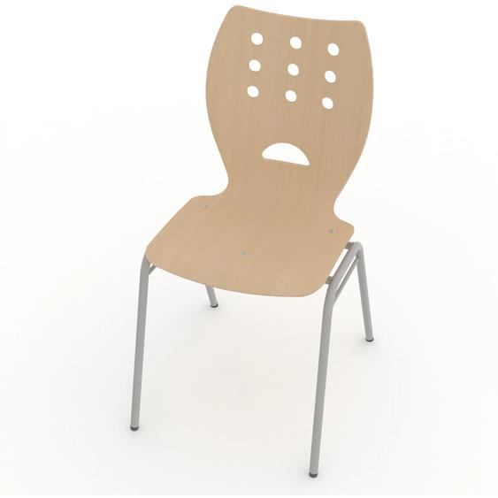 Chaise collectivités Collectiva -4 pieds métal finition alu - Hêtre