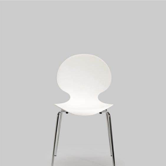 Chaise coque plastique empilable Naémie en polypropylène blanc, pieds chromés