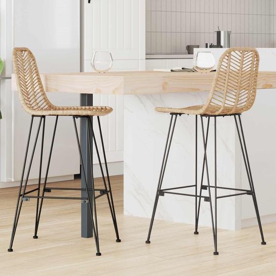 Chaise de bar 2 pcs Naturel 44,5 x 53 x 111 cm Rotin et métal