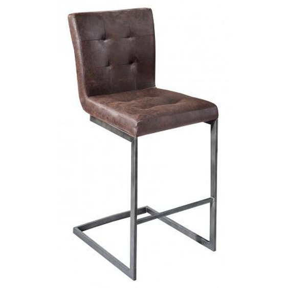 Chaise de bar cuir vieilli marron - Frauke