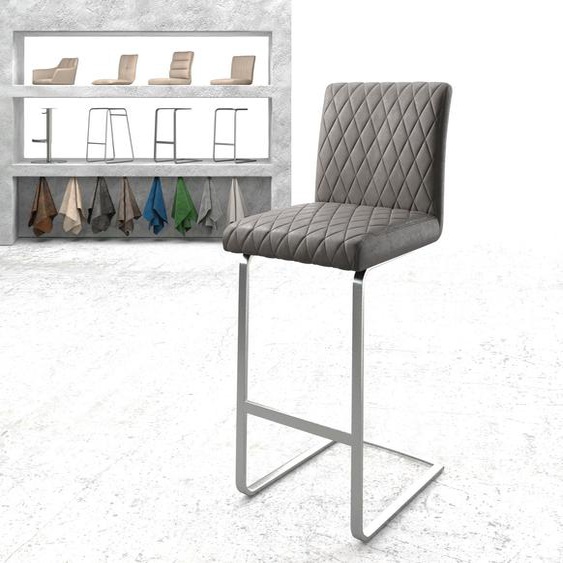 Chaise-de-bar Earnest-Flex piqué en diamant Vintage anthracite  chaise cantilever acier plat inoxydable, Chaises de bar