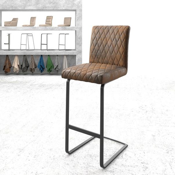 Chaise-de-bar Earnest-Flex piqué en diamant vintage marron  chaise cantilever métal plat, Chaises de bar
