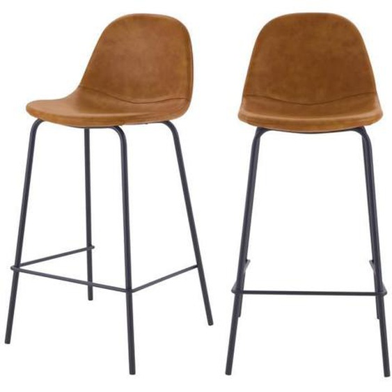 Chaise de bar - RENDEZ VOUS DECO - Henrik - Camel - Cuir synthétique - Lot de 2