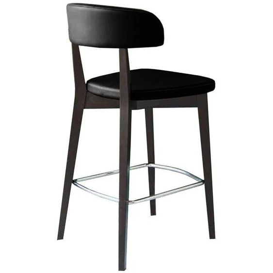 Chaise de bar HORN piétement hêtre laqué graphite assise tissu noir
