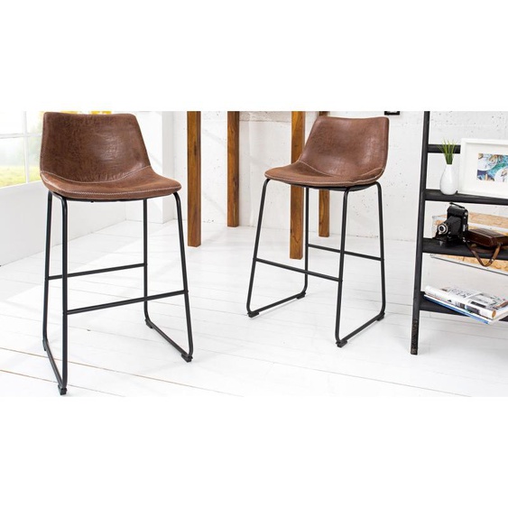 Chaise de bar moderne tissu microfibre - Sergio - Marron