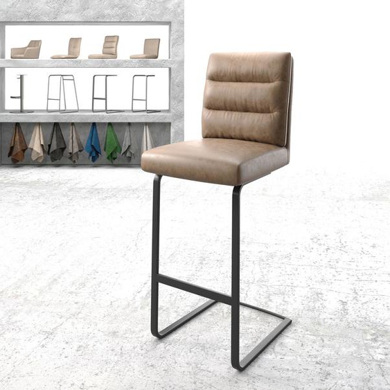 Chaise-de-bar Pela-Flex marron faux cuir vintage chaise cantilever métal plat, Chaises de bar
