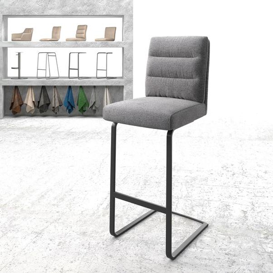 Chaise-de-bar Pela-Flex tissu texturé gris clair chaise cantilever métal plat, Chaises de bar