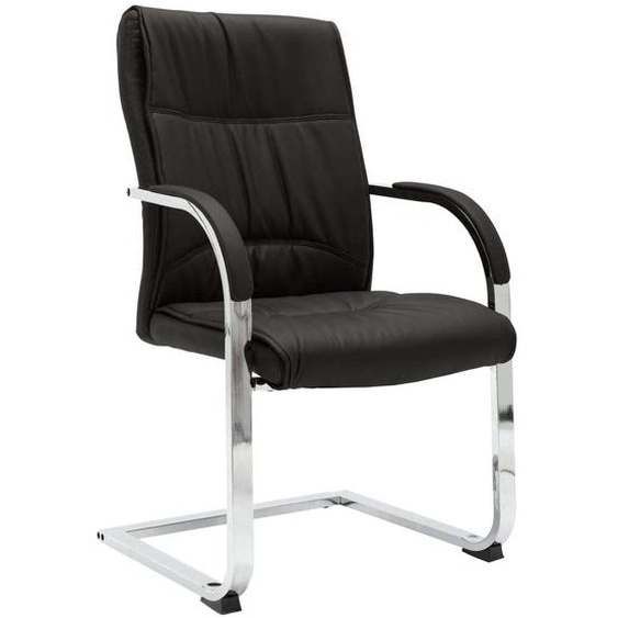 Chaise de bureau à piétement luge noir similicuir