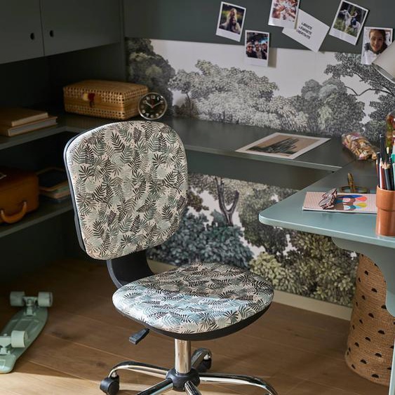 Chaise de bureau à roulettes Hanoï imprimé feuille