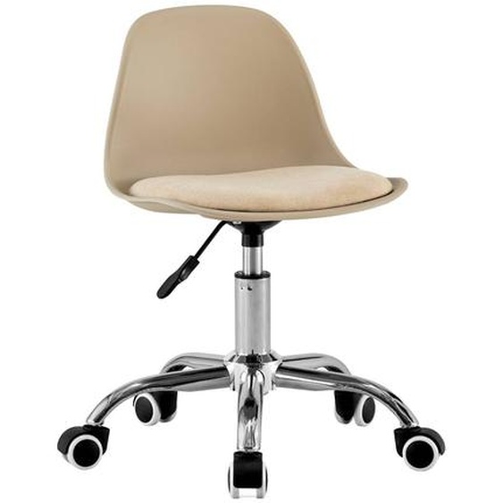 Chaise De Bureau Enfant À Roulettes Ajustable Piètement Chromé - Manel Beige