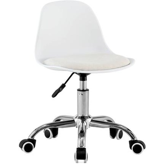 Chaise De Bureau Enfant À Roulettes Ajustable Piètement Chromé - Manel Blanc
