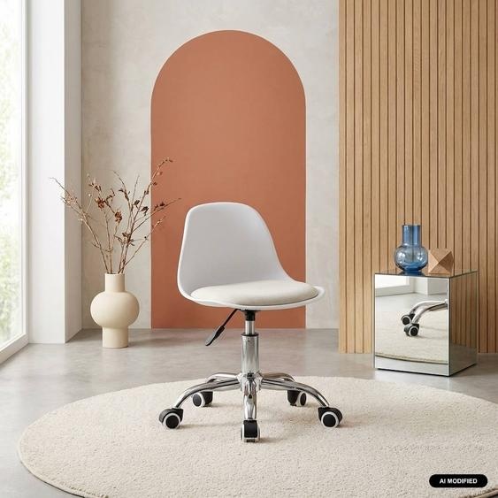 Chaise De Bureau Enfant À Roulettes Ajustable Piètement Chromé - Manel Blanc