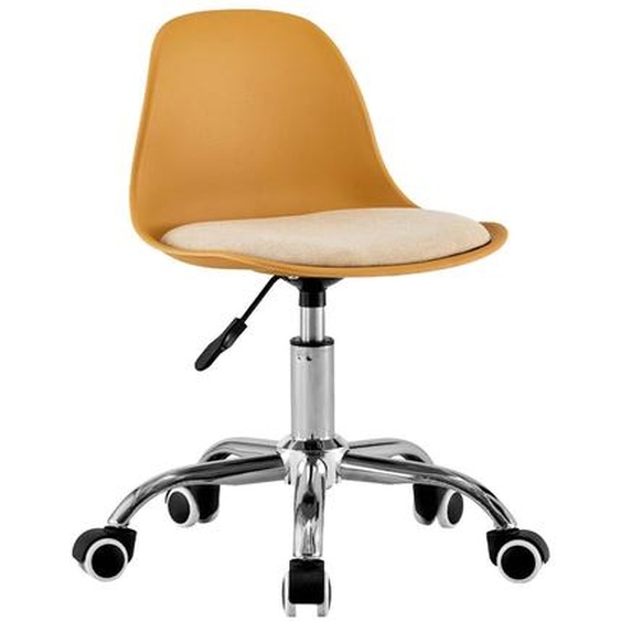 Chaise De Bureau Enfant À Roulettes Ajustable Piètement Chromé - Manel Moutarde