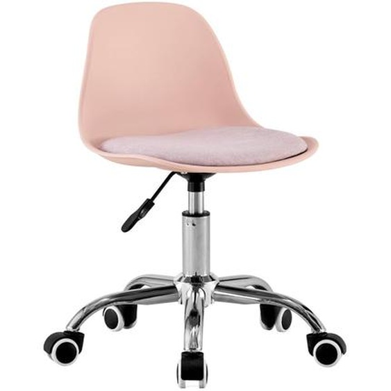 Chaise De Bureau Enfant À Roulettes Ajustable Piètement Chromé - Manel Rose Pâle