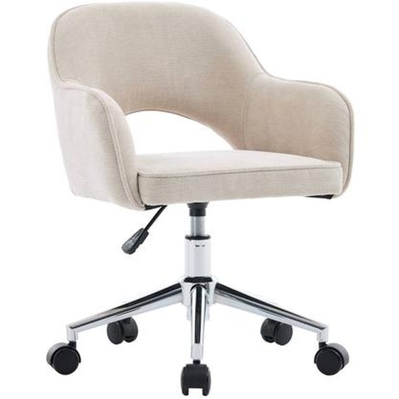 Chaise De Bureau Enfant À Roulettes Ajustable Tissu Chenille - Jim Kid Beige