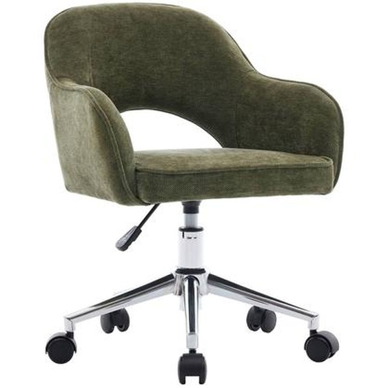 Chaise De Bureau Enfant À Roulettes Ajustable Tissu Chenille - Jim Kid Kaki