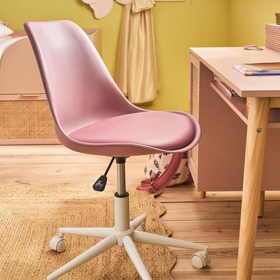 Chaise de bureau enfant à roulettes rose
