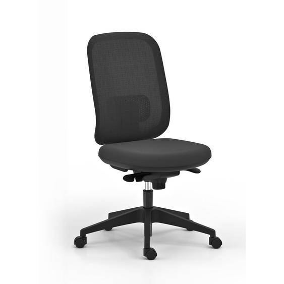 Chaise de bureau ergonomique Alaia dossier maille et assise en tissu Noir avec renfort lombaire