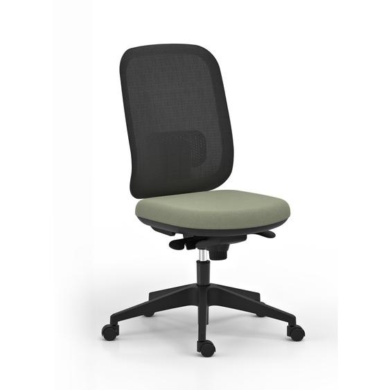 Chaise de bureau ergonomique Alaia dossier maille Noir et assise en tissu Vert deau avec renfort lombaire