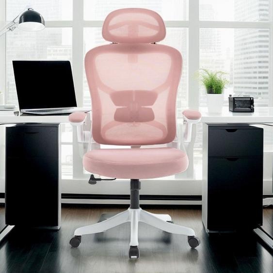 Chaise de bureau ergonomique, chaise de bureau avec repose-tête, accoudoirs et support lombaire réglables, chaise pivotante, fonction inclinable, chaise de direction en mesh, conçue pour le confort du dos