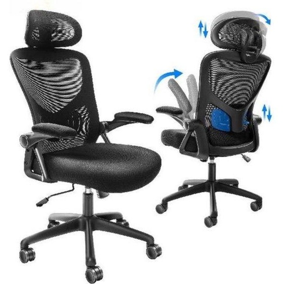 Chaise de bureau ergonomique noire - Réglable - Pour adultes - Fauteuil gamer