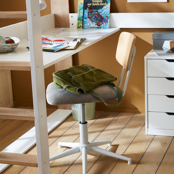 Chaise de bureau métal et bois LIGNE SCHOOL gris